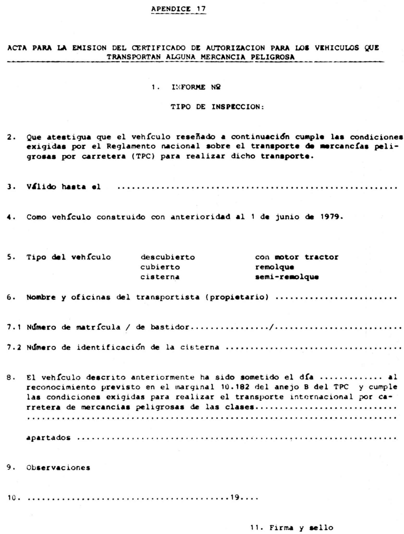 Boe Es Boe A 1985 20074 Orden De 20 De Septiembre De 1985 Sobre Normas De Construccion Aprobacion De Tipo Ensayos E Inspeccion De Cisternas Para El Transporte De Mercancias Peligrosas