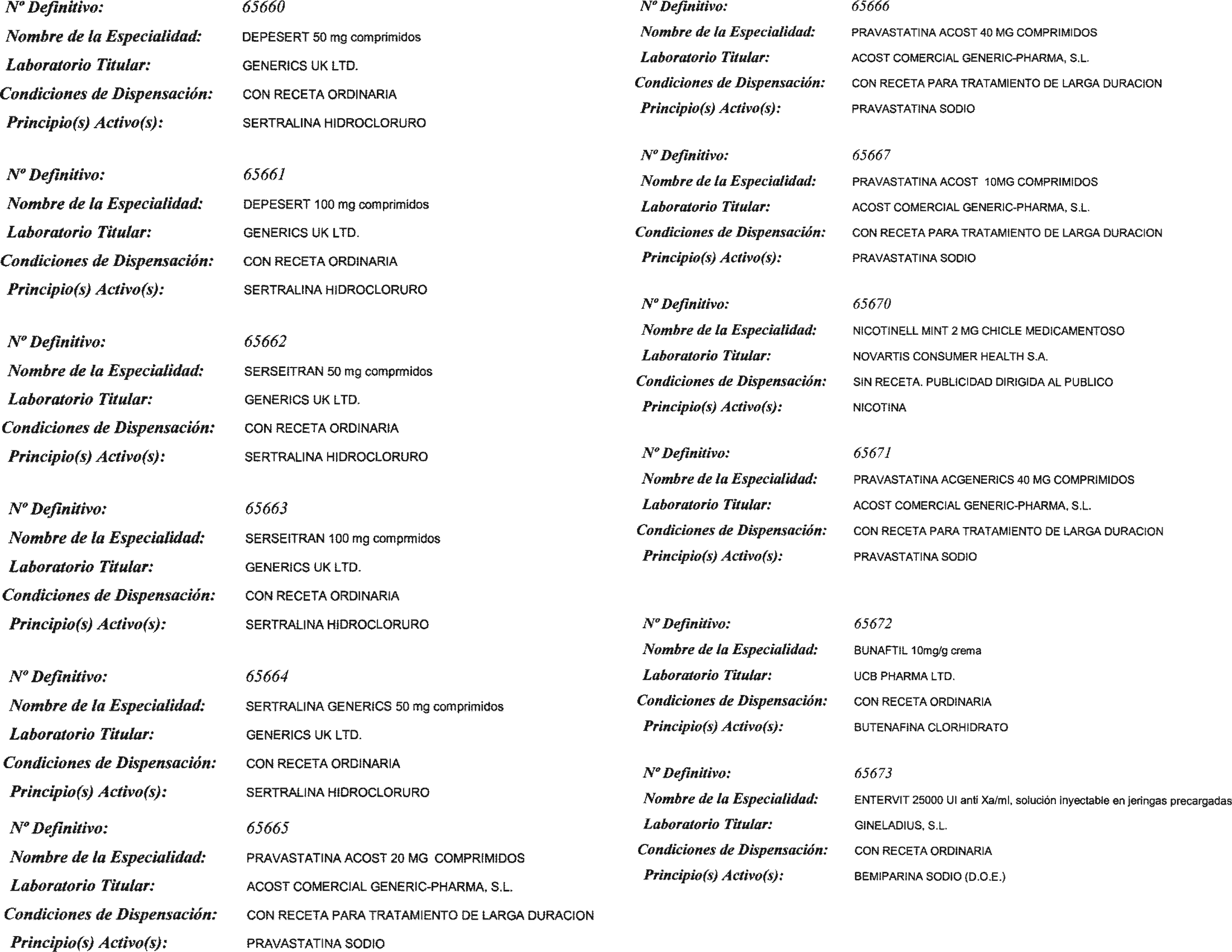 Orden Sertraline