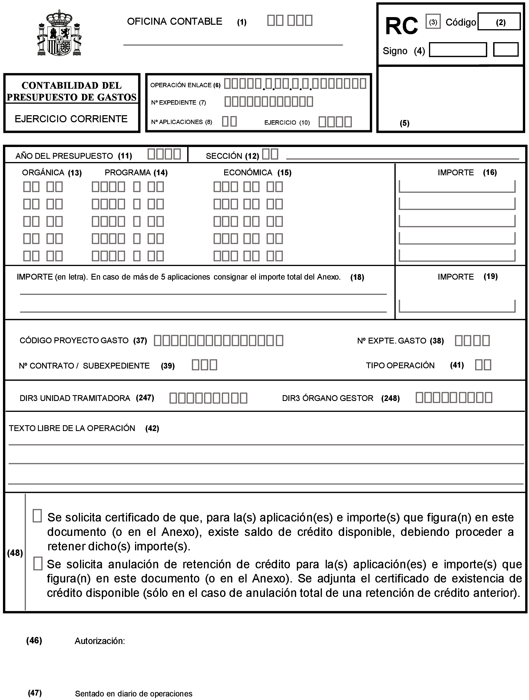BOE-A-1996-2749 Orden de 1 de febrero de 1996 por la que se aprueban los  documentos contables a utilizar por la Administración General del Estado.
