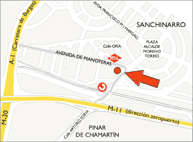 Plano de situación de la sede de Manoteras